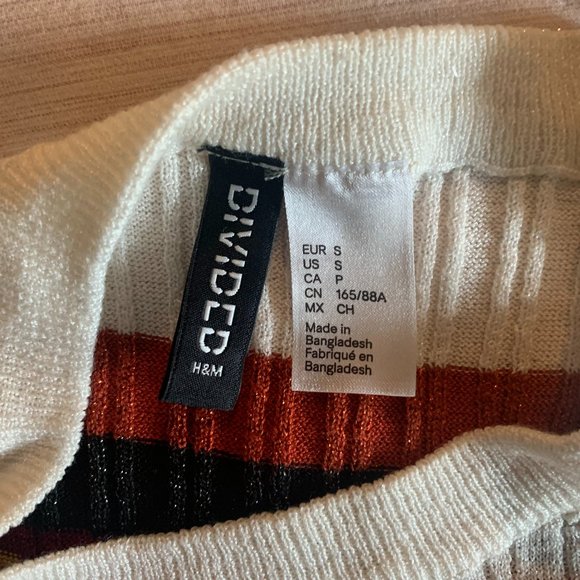 H&M Metallic knitted top - Orange Yellow Red Black stripe - Picture 4 of 4